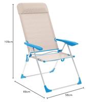 Marbueno Vouwstoel 5 Posities Aluminium met Beige/Blauw Kussen Strand en Zwembad 69X58X109 cm 10175 - thumbnail