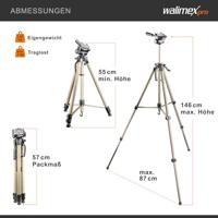 Walimex Wt-3530 Basic Statief (Aluminium, 56-146 Cm, 1070 G, Incl. 3D-Timer, Snelwisselplaat En Praktische Transporttas), Brons - thumbnail