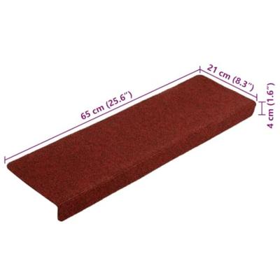 VidaXL Trapmatten zelfklevend 10 st 65x21x4 cm bordeaux rood rechthoekige rand VidaXL Trapmatten zelfklevend 10 st 65x21x4 cm bordeaux rood rechthoekige rand