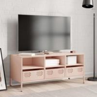 Tv-meubel 101,5x39x43,5 cm koudgewalst staal roze - thumbnail