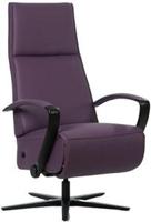 Paarse leren industriële relaxfauteuil Idol - staal zwart frame met stervoet - zithoogte laag - Toledo Leer Aubergine (paars leer) - thumbnail