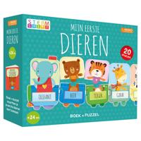 Rebo Publishers Mijn eerste dieren puzzeltrein + boek | 2 stuks - thumbnail