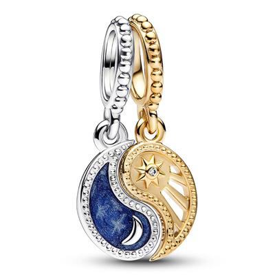Pandora 762678C01 Hangbedel Two-tone Splittable Sun-Moon zilver-emaille-zirconia meerkleurig