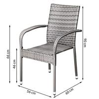 Polyrattan Stapelstoel Comfort Set van 4 kleur Grijs - thumbnail