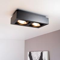 Castor nero II by LUSENZ - Rechthoekige 2-lichts plafondlamp met richtbare spots en matzwarte coating - thumbnail