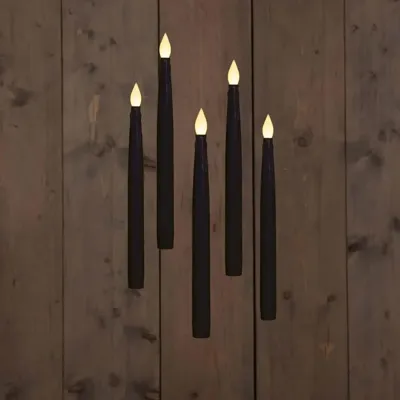 Anna&apos;s Collection LED zwevende kaars 3d flame druip 28.5 cm zwart 5 stuks