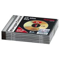 Hama cd box slim 5-pack transparant/zwart - thumbnail