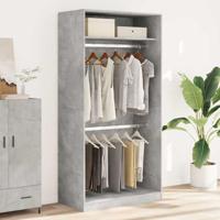 Kledingkast 100x50x200 cm bewerkt hout betongrijs - thumbnail