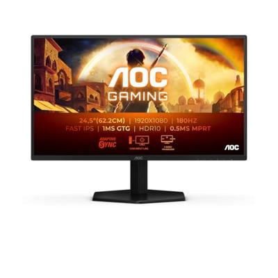 AOC Gaming 25G42E 25 inch Full HD-monitor 180Hz, 1ms, FreeSync Prem., G-Sync Comp., HDR10 (1920 x 1080, 1 x HDMI 2.0, 1 x DisplayPort 1.4) zwart grijs