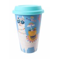 PMS mok met deksel lama blauw 400 ml - thumbnail