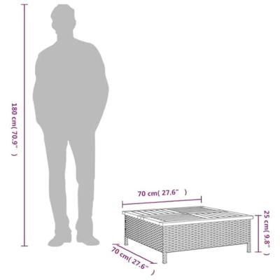 Tuintafel 70x70x25 cm poly rattan en acaciahout zwart