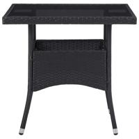 5-delige Tuinset poly rattan en gehard glas zwart - thumbnail