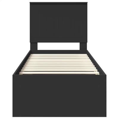Bedframe met hoofdeinde Zwart 75 x 190 cm Massief grenenhout