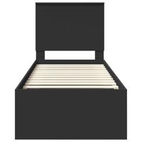 Bedframe met hoofdeinde Zwart 75 x 190 cm Massief grenenhout - thumbnail