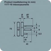 Inboorpaumelle v.hout ns 14 x75- - thumbnail