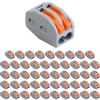 Lasklem - Verbindingsklem - 50 Stuks - 2 Polig met Klemmetjes - Grijs/Oranje - thumbnail