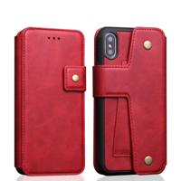 Koeienhuid textuur magnetische absorptie afneembare horizontale Flip lederen case voor iPhone X/XS met houder & kaartsleuven & portemonnee (rood) - thumbnail