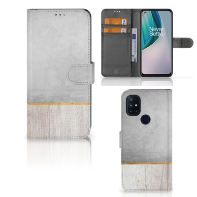 OnePlus Nord N10 | Book Style Case | Wood Concrete OnePlus Nord N10 | Book Style Case | Wood Concrete