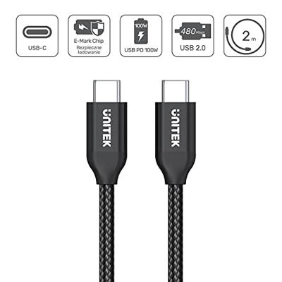UNITEK C14059BK USB-kabel 2 m USB C Zwart