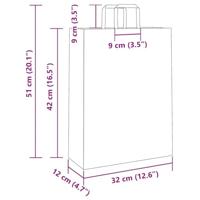 VidaXL Papieren zakken 50 st met hengsels 32x12x42 cm wit - thumbnail