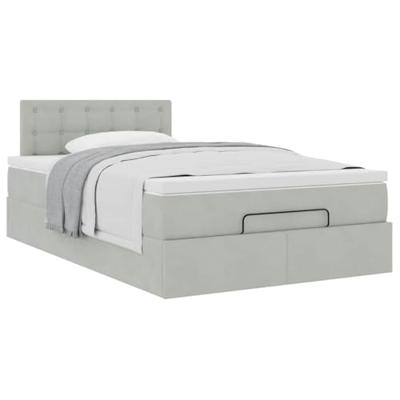 Ottoman bed met matras 120x200 cm fluweel lichtgrijs