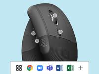 Logitech Lift Vertical Ergonomic Mouse Ergonomische muis Bluetooth, Radiografisch Optisch Roze 6 Toetsen 4000 dpi Ergonomisch - thumbnail