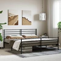 Bedframe met hoofd- en voeteneinde metaal zwart 183x213 cm - thumbnail