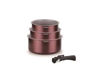 Set van 3 steelpannen - ARTHUR MARTIN - AM1088 - Alle warmtebronnen inclusief inductie - 16/18/20 cm + 1 afneembare handgreep - Aluminium Set van 3 steelpannen - ARTHUR MARTIN - AM1088 - Alle warmtebronnen inclusief inductie - 16/18/20 cm + 1 afneembare handgreep - Aluminium