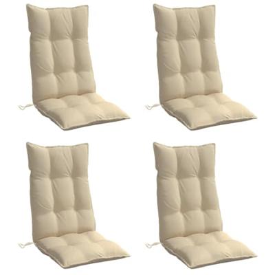 VidaXL Stoelkussens 4 st hoge rug oxford stof beige