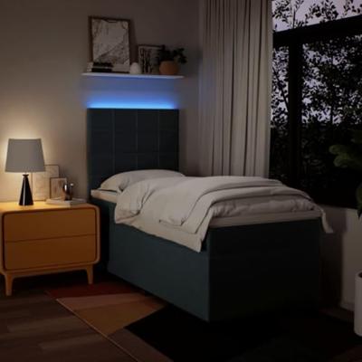 Boxspring met matras stof blauw 90x190 cm