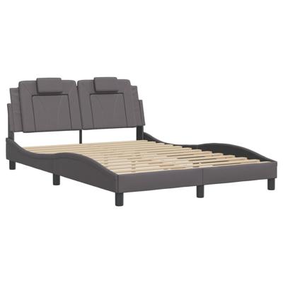 Bedframe met hoofdbord kunstleer grijs 140x200 cm
