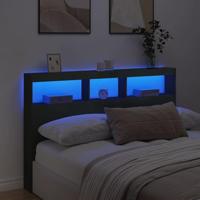 Hoofdbordkast met LED-verlichting 160x17x102 cm zwart - thumbnail