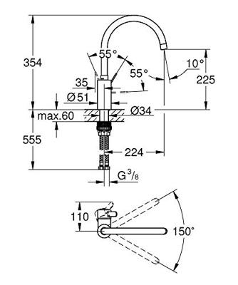 GROHE Eurosmart Cosmopolitan Keukenkraan - hoog - chroom 32843002 - thumbnail
