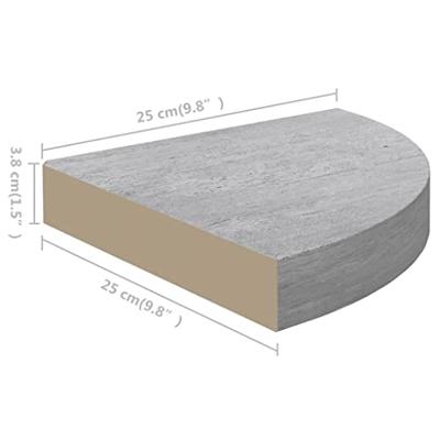 VidaXL Hoekwandschappen 4 st 25x25x3,8 cm mdf betongrijs