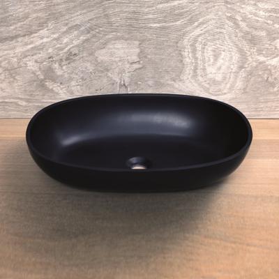 Opzetwastafel Luca Sanitair Ovaal 57x38x13.5 Solid Surface Antraciet Luca Sanitair