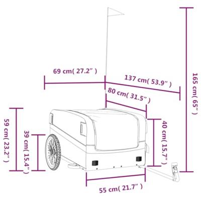 Fietstrailer 45 kg ijzer zwart en rood