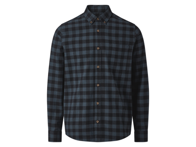 esmara Men Flanellen heren overhemd (Zwart/donkerblauw, M (39/40))