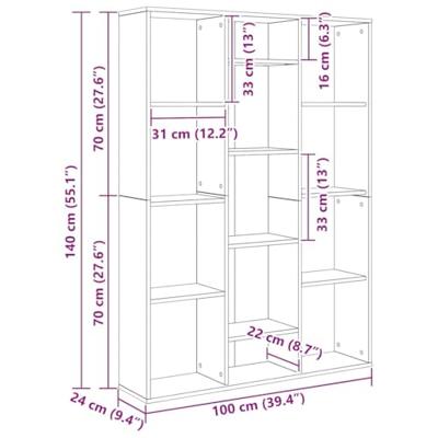Kamerscherm/boekenkast 100x24x140 cm bewerkt hout eikenkleurig