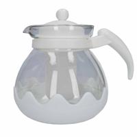 Glazen theepot met thee filter/infuser 1,25 liter zwart - Theepotten - thumbnail