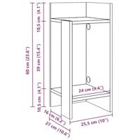 Bijzettafels 2 st met plank 25,5x27x60 cm wit - thumbnail
