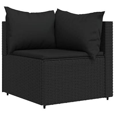 Tuinhoekbanken met kussens 2 st poly rattan zwart