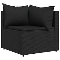 Tuinhoekbanken met kussens 2 st poly rattan zwart - thumbnail