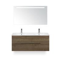 Seville Badmeubelset 120 cm - 2 laden Tabacco Edge - Wastafel Enjoy Dubbel - met Sence Spiegel - thumbnail