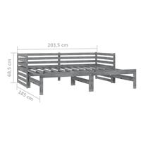 Bedbank uitschuifbaar massief grenenhout grijs 2x(90x200) cm - thumbnail