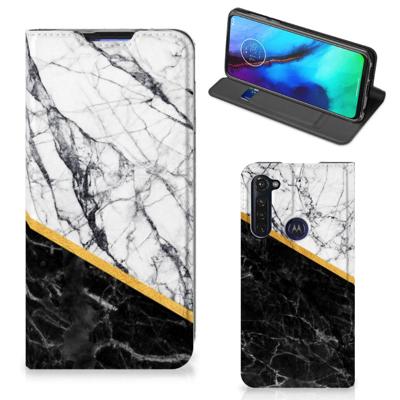 Motorola Moto G Pro | Standcase | Marmer Wit Zwart - Origineel Cadeau Man