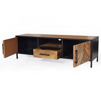 LivingFurn TV-meubel 'Brooklyn' Mangohout en staal, 150cm - thumbnail