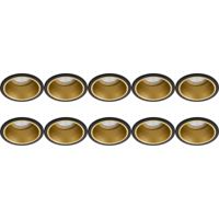 GU10 Inbouwspot Armatuur 10-Pack - Zwart/Goud Aluminium - Ø90mm - thumbnail