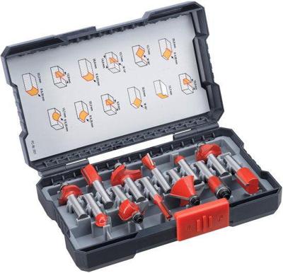 kwb 757295 Bovenfreesset Hardmetaal Schachtdiameter 8 mm 12-delig