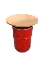 Olievat statafel 200L - Rood - Met houten blad - thumbnail