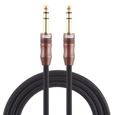 EMK 6.35 mm male naar Male 4 sectie vergulde plug katoen gevlochten audio kabel voor gitaarversterker mixer lengte: 2m (zwart)